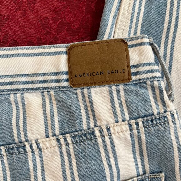 American Eagle Striped Mom Jeans High Rise Size 6 Regular - Picture 6 of 16
